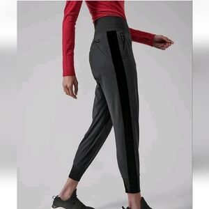 ATHLETA Venice Velvet Stripe Jogger in black size XSmall Womens Athletic Active